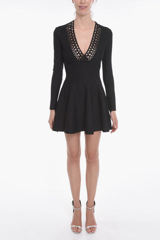Openwork Neckline VIENNE Flared Dress