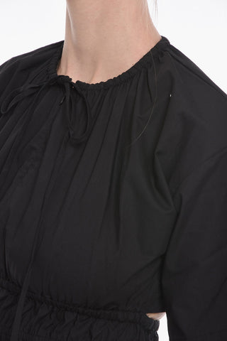 Blusa in Cotone con Elastico in Vita e Dettaglio Cut-out