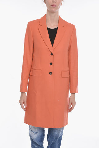 Twill Wool Blend Coat with Flap Pockets