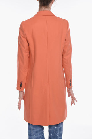 Twill Wool Blend Coat with Flap Pockets