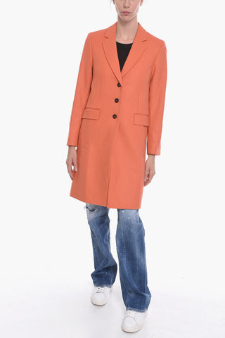 Twill Wool Blend Coat with Flap Pockets
