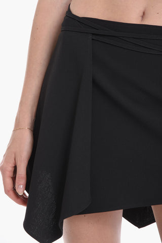 Asymmetric Wrap-around Miniskirt with Laces Detail