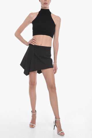 Asymmetric Wrap-around Miniskirt with Laces Detail