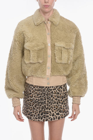 Shearling PARLA Bomber Jacket with Waist Drawstring