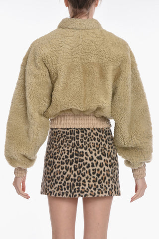 Shearling PARLA Bomber Jacket with Waist Drawstring
