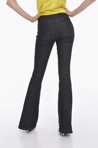 Dark-washed Flared Denims with Mid Waist