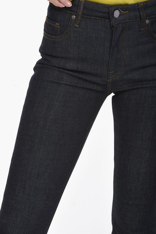 Dark-washed Flared Denims with Mid Waist