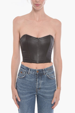 Soft-leather OVIEDO Bustier Top with Sweetheart Neckline