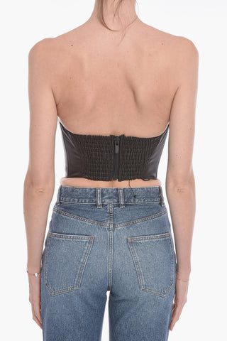 Soft-leather OVIEDO Bustier Top with Sweetheart Neckline