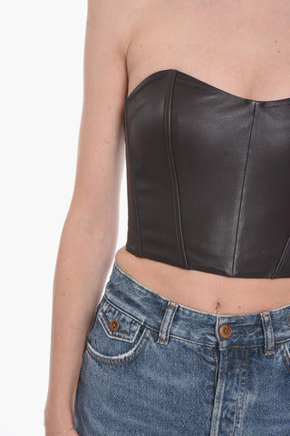 Soft-leather OVIEDO Bustier Top with Sweetheart Neckline