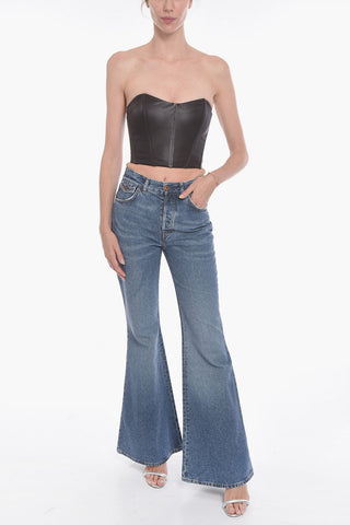 Soft-leather OVIEDO Bustier Top with Sweetheart Neckline