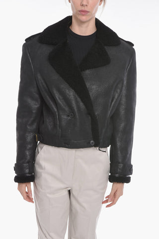 Double-breasted PETRA Cropped Shearling Jacket