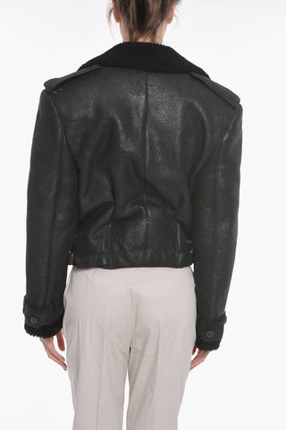 Double-breasted PETRA Cropped Shearling Jacket