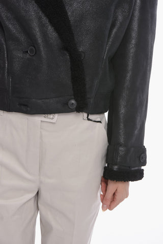 Double-breasted PETRA Cropped Shearling Jacket