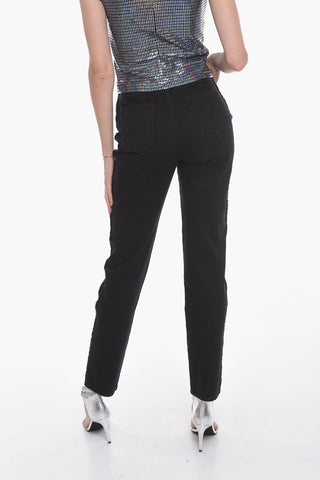 High-waisted Denims with Straight-leg and Side Fringe 17cm