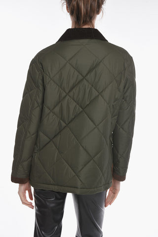 Quilted 4-hooks Jacket with Ribbed Collar