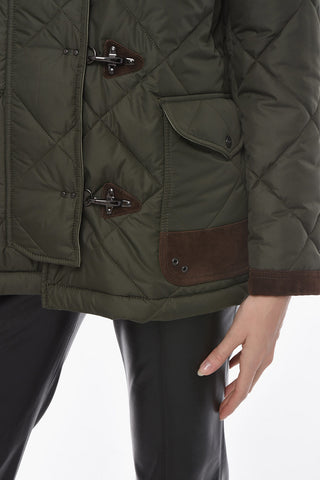 Quilted 4-hooks Jacket with Ribbed Collar