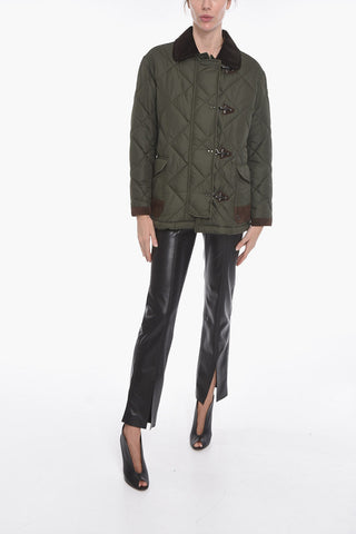 Quilted 4-hooks Jacket with Ribbed Collar