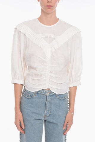 Linen Blend BUNGA Blouse with Pleats