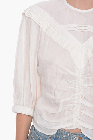 Linen Blend BUNGA Blouse with Pleats