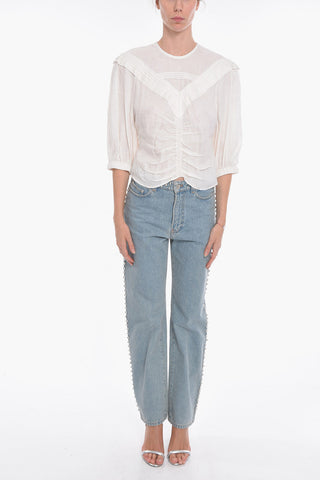 Linen Blend BUNGA Blouse with Pleats