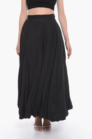 Silk Long Skirt with Tulle