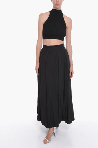 Silk Long Skirt with Tulle