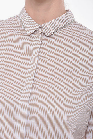 Glittery Striped Shirt with Jewel Detail