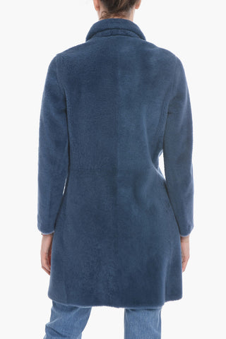 Sheepskin Fur Double-breasted Coat with Flap Pockets