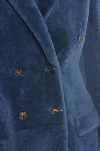 Sheepskin Fur Double-breasted Coat with Flap Pockets