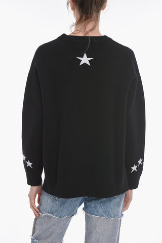 Crew Neck Wool Sweater with Front Logo