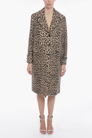 Cappotto Sfoderato in Misto Lana con Motivo Animalier