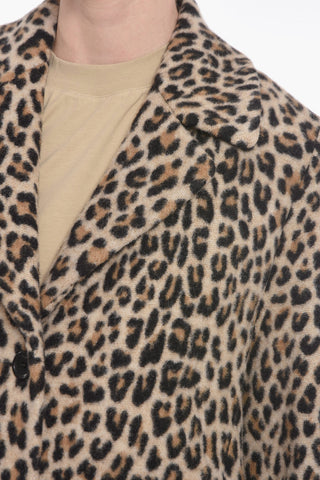 Cappotto Sfoderato in Misto Lana con Motivo Animalier