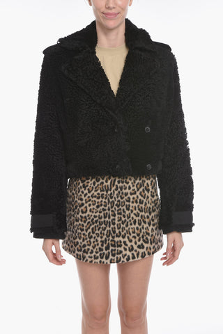 Cropped PETRA Shearling Coat with Perforated Suede Details