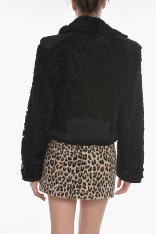 Cropped PETRA Shearling Coat with Perforated Suede Details