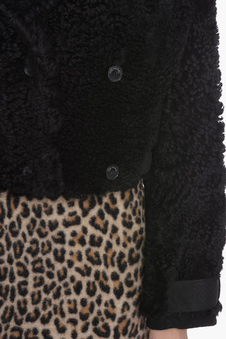 Cropped PETRA Shearling Coat with Perforated Suede Details