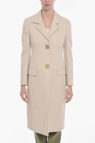 Cappotto Monopetto in Misto Cotone con Chiurua a Girello 