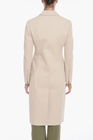 Cappotto Monopetto in Misto Cotone con Chiurua a Girello 