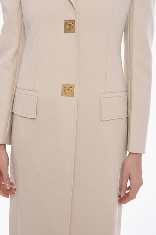 Cappotto Monopetto in Misto Cotone con Chiurua a Girello 