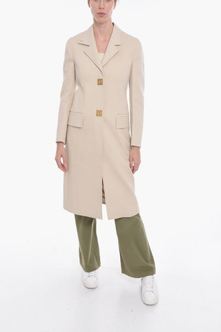 Cappotto Monopetto in Misto Cotone con Chiurua a Girello 
