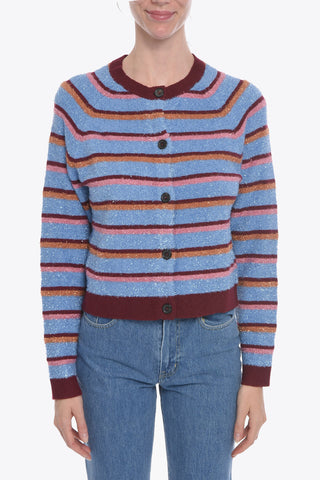 Cardigan Eyelash in Lurex a Righe Balanced