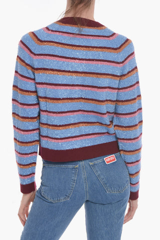 Cardigan Eyelash in Lurex a Righe Balanced