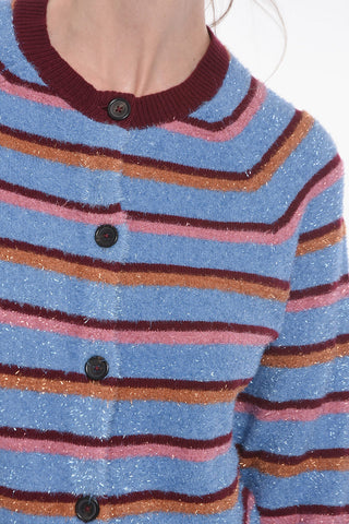 Cardigan Eyelash in Lurex a Righe Balanced