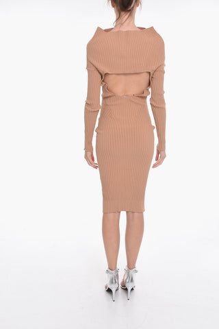 Ribbed Off-shoulder Dress with Cut-out Detail