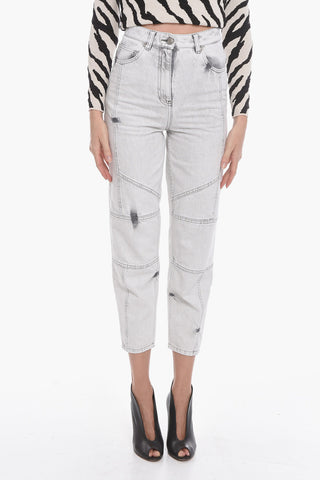Patchwork Cotton Mom Fit Denims 16cm