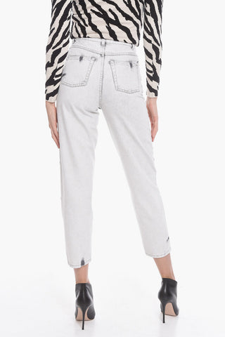 Patchwork Cotton Mom Fit Denims 16cm