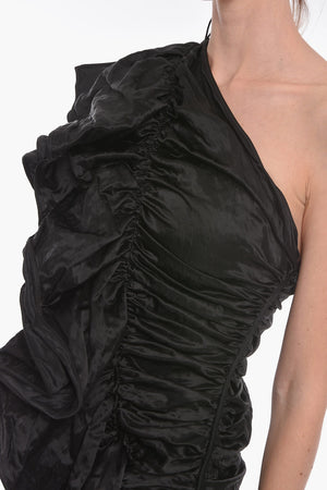 Satin-Kleid mit Raffung und One-Shoulder