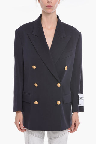 ARCHIVE Cotton-twill Double-breasted Blazer with Peak Lapel