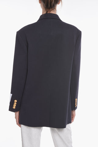 ARCHIVE Cotton-twill Double-breasted Blazer with Peak Lapel