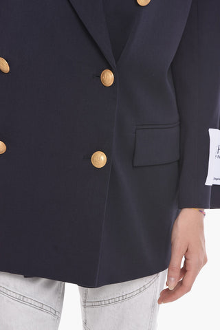 ARCHIVE Cotton-twill Double-breasted Blazer with Peak Lapel